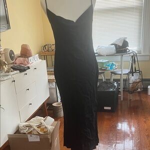 Anthro Classic Black Slip Dress with Spaghetti Straps
